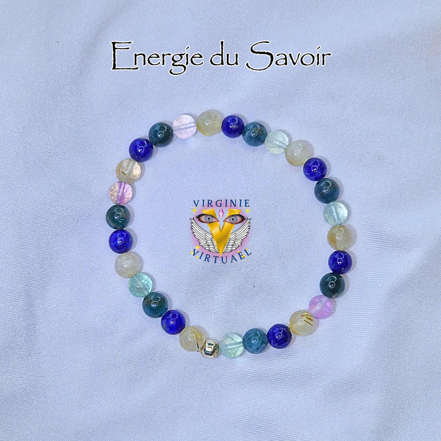 Bracelet "Énergie du Savoir" - Apatite, Fluorite, Lapis Lazuli et Quartz Rutile
