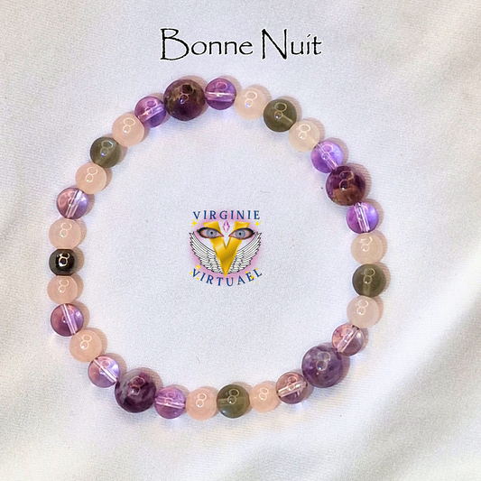Bracelet "Bonne Nuit" - Améthyste, Lépidolite, Pierre de Lune et Quartz Rose